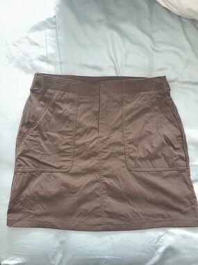 Eddie Bauer Brown Casual Mini Skirt with Front Pockets